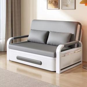 Foldable Dual-Purpose Sofa Bed Single Double Living Room Small Apartment Balcony Multi-Functional Retractable Bed Storage Solid Wood Bed