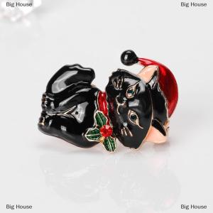 [COD] Big House Christmas Vintage Animal Cute Cat Brooches Pins Women Coat Clothing Badges Jewelry Accessries