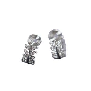 KAIROS Silver Leaf Zircon Clip-On Earrings Adjustable Coiled Ear Clips