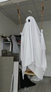 New Halloween decoration glowing ghost riding a broom indoor party event props scene arrangement hanging decorations