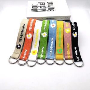 FASHIONJEANS_SHOP เข็มขัดผ้าแคนวาสพิมพ์ลายดอกเดซี่สไตล์เกาหลีพิมพ์ลายอังกฤษ 8 สี E817