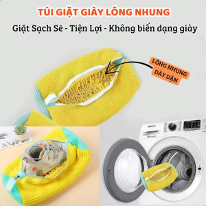 Túi giặt giày lông nhung tiện lợi - Giặt máy nhanh sạch bóng - Không hư form giày & máy giặt