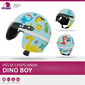 Helm Anak Retro Chips Karakter Dino Usia 1-5 Tahun Laki-Laki Perempuan TK PAUD