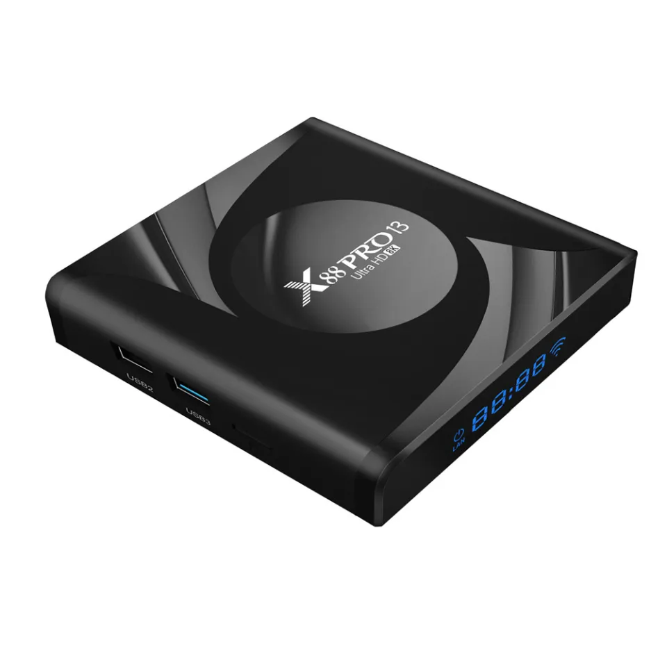 X88 Pro 13 Smart TV Box Android 13 8K WIFI RK3528 Black Set Top Box  Android 4GB 64GB Support Wireless
