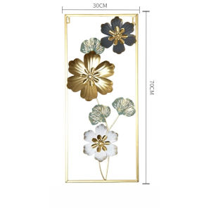 Nordic Flower Wall Decor Ornament Iron Light Luxury Round Colorful Leaf Wall Hanging Pendant Living Room Home Decoration