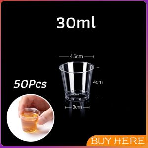 BUY HERE 50ml/30ml แก้วน้ําพลาสติกใส ขนาดเล็ก แบบใช้แล้วทิ้ง 50 ชิ้น แก้วเปค Plastic cup