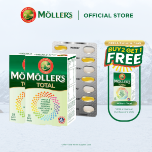 Moller’s ® | Möllers Total | Complete Daily Supplement | Nordic Omega-3 Dietary Supplement | 28 Capsules + 28 Tablets