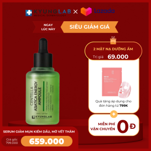 Serum giảm mụn Kyung Lab Acnes Centella Asiatica Ampoule 50ml hỗ trợ kiềm dầu giảm và ngừa mụn thu nhỏ lỗ chân lông làm sáng da hiệu quả