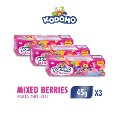 [Paket Isi 3] Kodomo Pasta Gigi Mix Berries Gel 45 gr
