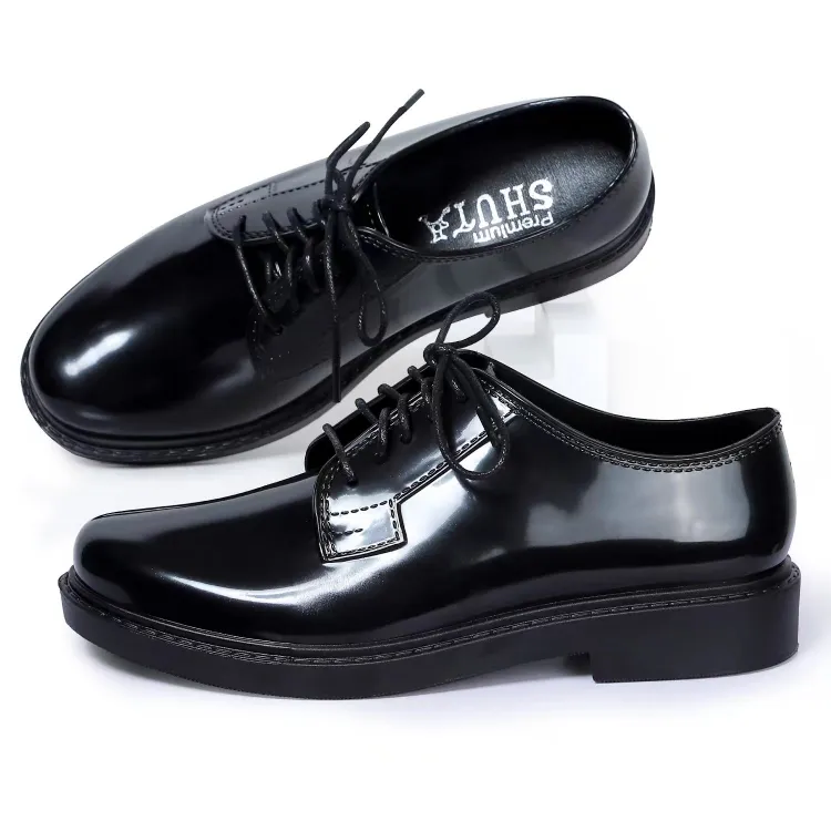 Shuta Black Shoes Police Security Charol Shoes For Men High