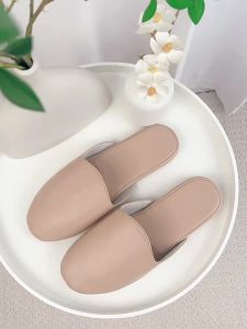 [FreeShipping] Open-toe slip-on sandals for summer womens high-end beauty salon flat sandals PU leather slippers for women