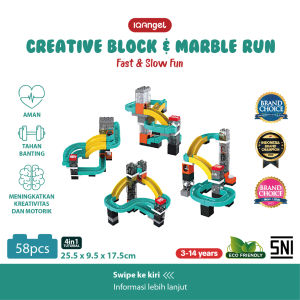 IQAngel Creative Block & Marble Run Toys Fast & Slow Fun/ Mainan Susun Balok/ Mainan Anak DIY 58 pcs