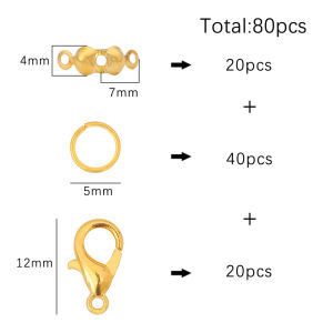 80Pcs/lot Alloy Lobster Clasp Jump Rings Connector Clasp Crimp End For Bracelet Necklace Chains DIY Jewelry Making Supplies
