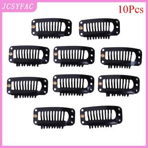 JCSYFAC 10 100 Toupee wig clips snap clips w rubber back hair extension black 9 teeth