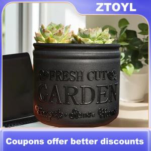 【ZTOYL】 Flower Pot Round Planters Succulents Plant Pot Office Desktop Balcony Home Garden Decoration Outdoor Potted
