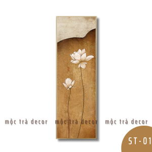 Tranh hoa sen trắng cổ kính vân gỗ chất liệu canvas hoặc tráng gương dùng treo phòng trà phòng thiền phòng khách mang tới không gian tĩnh tâm an lạc