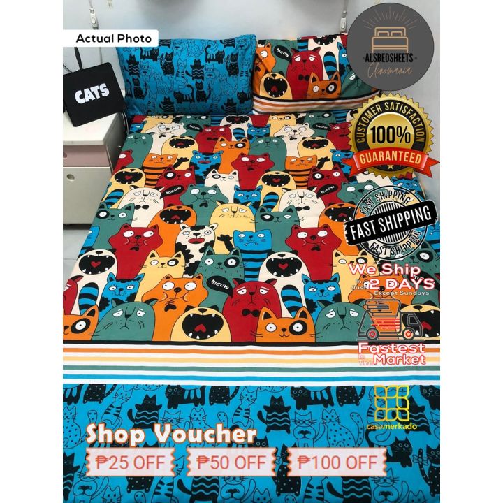 Cats Bedsheets 100 Premium Canadian Cotton Bedsheets 3 in 1