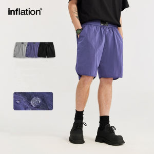 INFLATION brand Mens Youth Fashion Metal Wire Boxing Shorts 2024 Spring/Summer New Product Street Large Pocket Loose Casual Mens Shorts