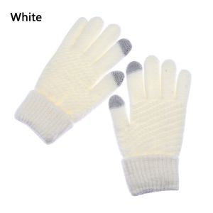 INNEED Imitation Cashmere Winter Warm Mittens Knitted Wool Mittens Full Finger Women Gloves Touch Screen