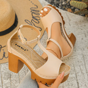 New Summer Large Size WomenS High Heel Sandals Peep-Toe Style Polyurethane Sole Sandals