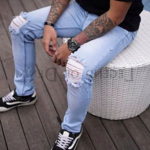 Celana Jeans Pria Sobek Ripped / Celana JEANS hitam pria Strecth / Celana panjang sobek Pria Model Skinny