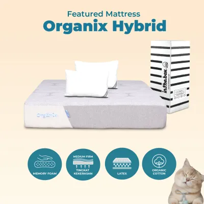 Kasur Latex Busa Natural Fabric IN THE BOX ORGANIX HYBRID - FREE Bantal & Mattress Protector Ukuran 90x200 100x200 120x200 140x200 160x200 180x200 & 200x200
