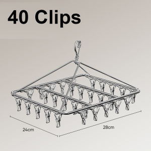 40 Clips Stainless Steel Laundry Drying Drip Clips Hanger Windproof Clothes Socks Dryer Hanger