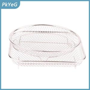 PkYeG 1PC Nồi chiên không khí giá Stackable Nướng Giá thép không gỉ Nướng Giỏ chống dính Airfryer khay dây giá Giỏ nhà bếp tiện ích