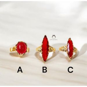 Cincin Pria Wanita Batu Merah Siam Ring Emas Mewah Berkualitas