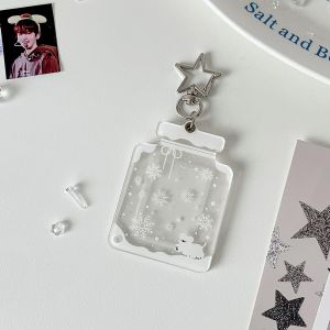 MISSUP Snowflake Bottle Shape Photo Card Holder 1 Inch Card Storage Acrylic Photo Frame Keychain Cartoon Backpack Pendant