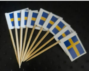 50 PC-CAKE TOPPER -BENDERA NEGARA DUNIA - TUSUK GIGI BENDERA SWEDIA-  Hiasan kue/makanan