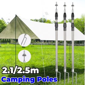 2.1/2.5M Camping Poles Sky Canopy Support Pole Adjustable Tent Support Frame for Outdoor Camping