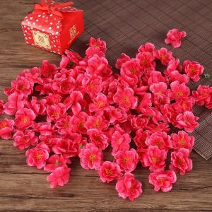 100Pcs Artificial Cherry Blossoms Flowers Heads Handmade DIY Tree for Home Wedding Decor Craft Gifts Accessories