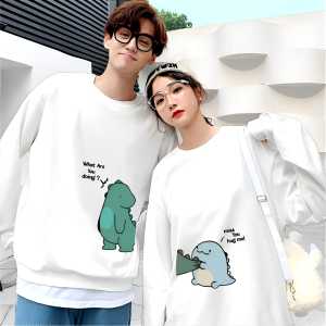 Kaos Couple Pasangan DINO (harga 2 baju)  /Kaos Pria Wanita Lengan Panjang Bahan Baby Terry Premium/Kaos Kapelan