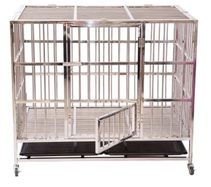 Heavy Duty S304 Stainless Steel Dog Cage With Wheels and Poop Tray Single-Door - Keimav