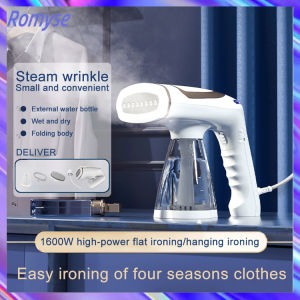 Romyse 1600W Foldable Steam Iron Clothes Vertical Iron Ironing 20 Seconds Fast Heating Handheld Steam Iron Home Travel Ironing Machine