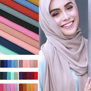 Jifang High Quality Women Plain Bubble Chiffon Shawl for Muslim Hijabs Shawls Large Long Pashmina Scarf 175x70cm 60 Colors WJ46