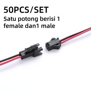 50PCS/SET Konektor Kabel Soket DC JST SM 2pin JST Male female Connector SM2P dengan Silicon kabel 22AWG lentur
