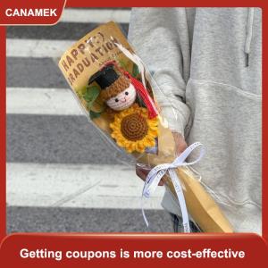 【CANAMEK】 Tốt nghiệp bó hoa dệt kim Hoa bó hoa cưới handmade Crochet hoa sắp xếp Quà tặng tốt nghiệp cho các bạn cùng lớp Trường