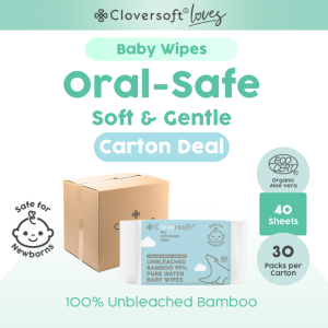 [Carton]❤️Cloversoft Loves 99% Pure Water Unbleached Organic Bamboo Baby Wipes [30 packs x 40 sheets]