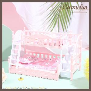 [Carmelun] Dollhouse Miniature Simulation European Princess Double Bed Doll Furniture Toys