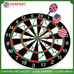 Professional Dartboard 17inch with Double-Sided Flocking and 6 Steel Tip Darts for Family and Party Entertainment