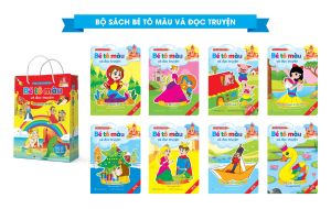 Bộ 8 cuốn Bé tô màu và đọc truyện - Truyện cổ tích thế giới - Song ngữ Việt Anh - Cô bé quàng khăn đỏ Cô bé lọ lem Hoàng tử ếch Cô bé bán diêm Chú lính chì dũng cảm Nàng Bạch Tuyết và bảy chú lùn Ba chú lợn con Vịt con xấu xí