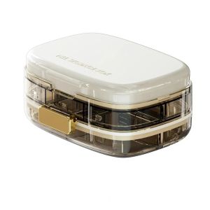 Sacesr Pill Compact Weekly Pill Organizer with Sealing System Moisture-Proof Container Separate Compartments Pill Dispenser for Mor R6P8Q