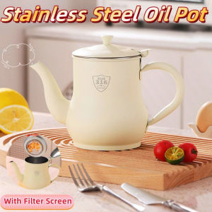 316 Stainless Steel Oil Pot with Filter Screen Large Capacity Oil Container Household Oil Dispenser Bottle for Kitchen