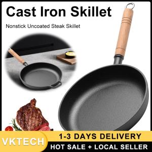 Cast Iron Egg Frying Pan 22cm Small Nonstick Skillet for Breakfast and Searing Black Finish Durable Material