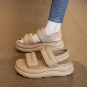 [Free Shipping] WomenS Thick-Soled Sandals New Summer Styles Roman-Style Sandals With Velcro Straps Casual Flat Beach Sandals For Women