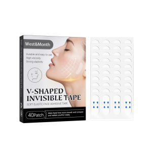 West Month V-Shaped Invisible Tape Face lift V-Shape Invisible Tape Thin Face Stickers Face Lift Tape Eye Chin Neck Lift Makeup Face lifting Tools Neck Eye Double Chin Lift V Shape Refill Tapes Thin Makeup Facelifting Patch Adhesives Ban(40pcs)