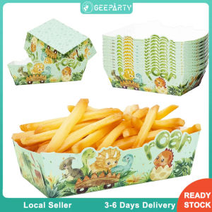 GeeParty 6pcs Cute Dinosaur Food Trays Triceratop Printed Snack Fries Tray for Birthday Party Needs Snack Box