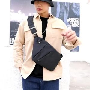 HOTIFengdong men ultra thin anti-theft small chest bagcross body bags male one shoulder sling bag for travel boy sports bag